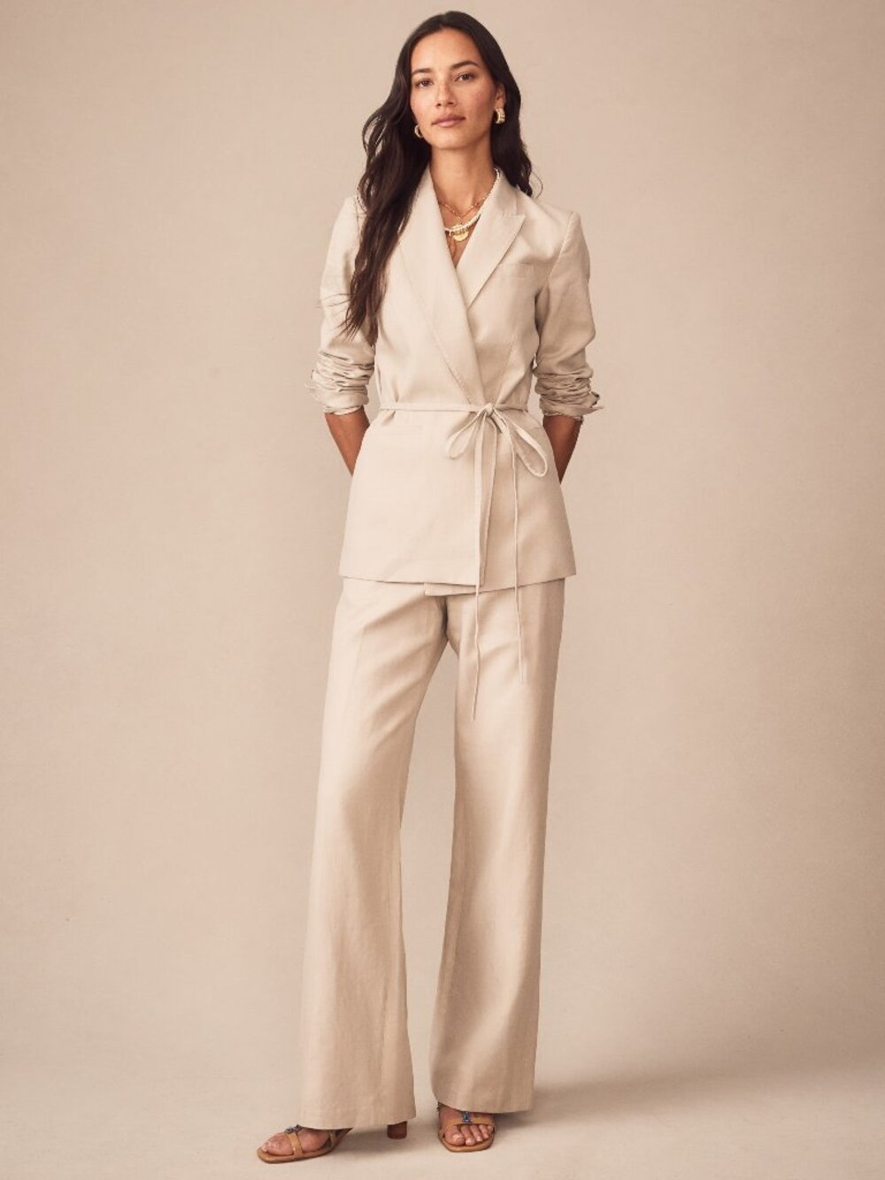 J McLaughlin Biltmore Linen Blend Blazer - Sand NEW